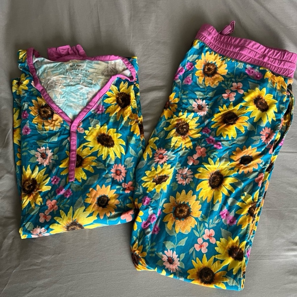 Little Sleepies Blue and Pink Sunflower Kids Pajamas